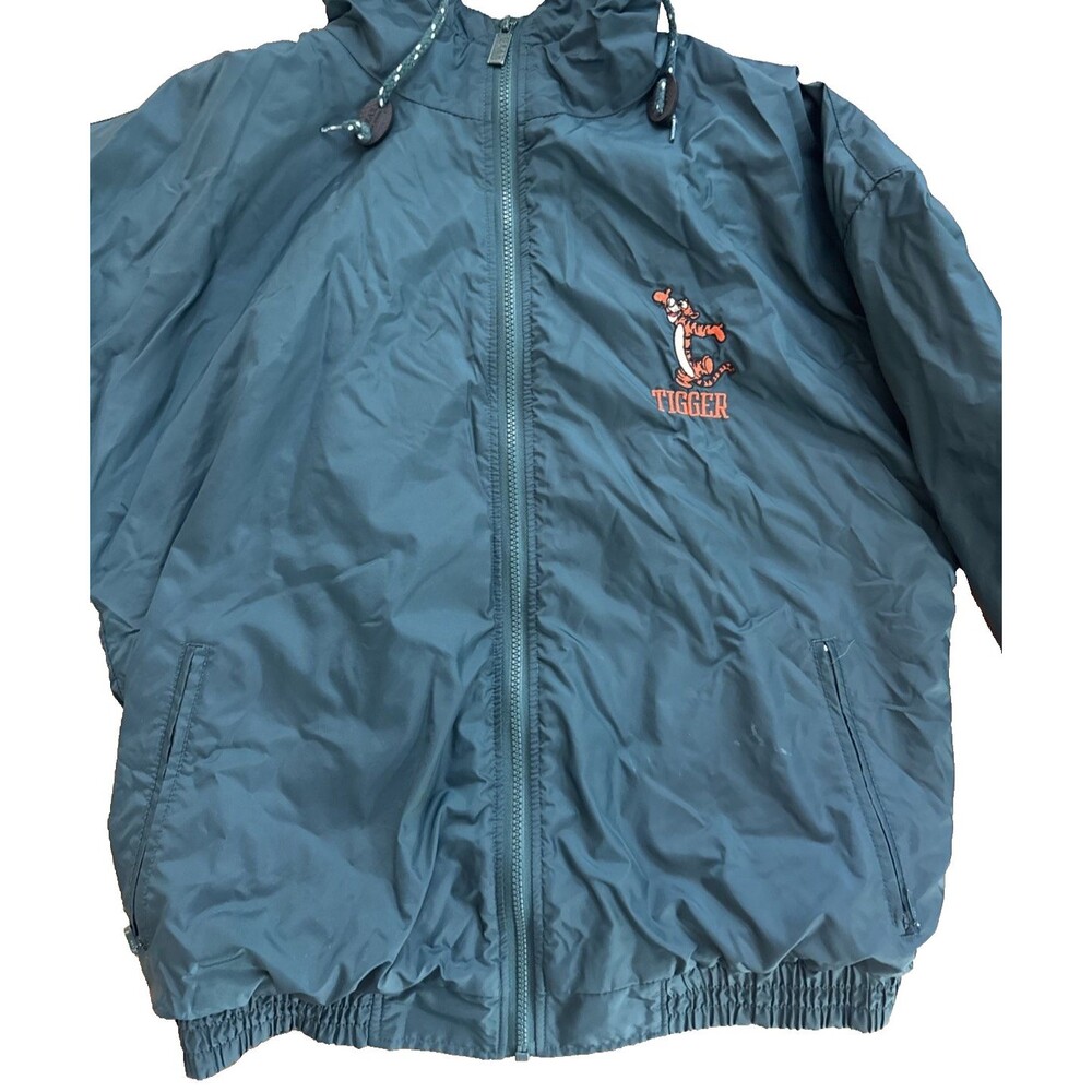 Vintage Y2K Disney Store Tigger Green Windbreaker Jacket With Spellout Size Med - Picture 2 of 7